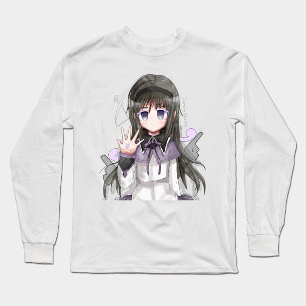 Madoka Magica Homura akemi art by Kībo-Kībo Long Sleeve T-Shirt by Kibo-Kibo